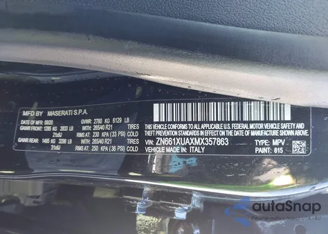 2021 Maserati Levante z USA, uszkodzony, nr VIN ZN661XUAXMX357863